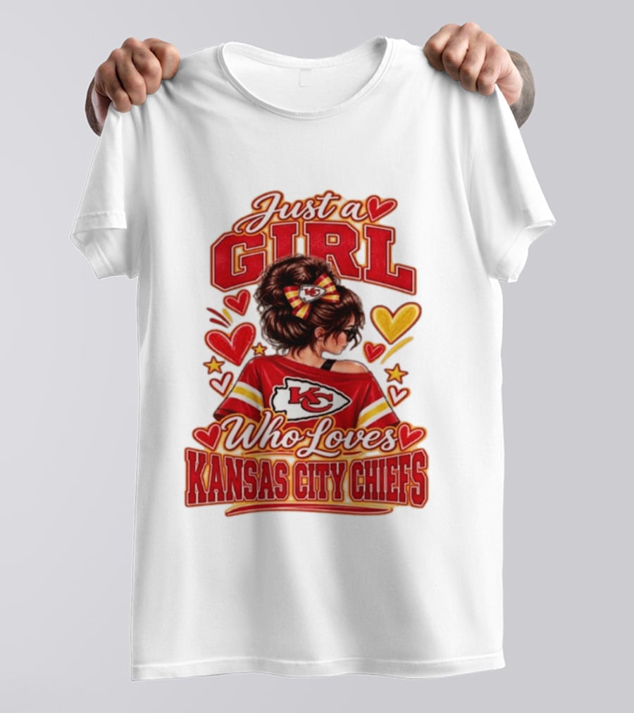 Just A Girl Who Loves Kansas City Chiefs KC Fan Heart Stars T-Shirt