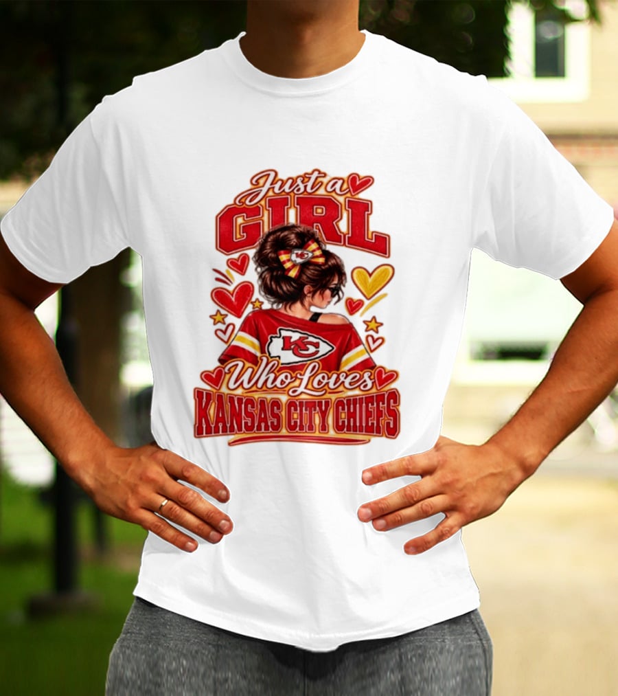 Just A Girl Who Loves Kansas City Chiefs KC Fan Heart Stars T-Shirt