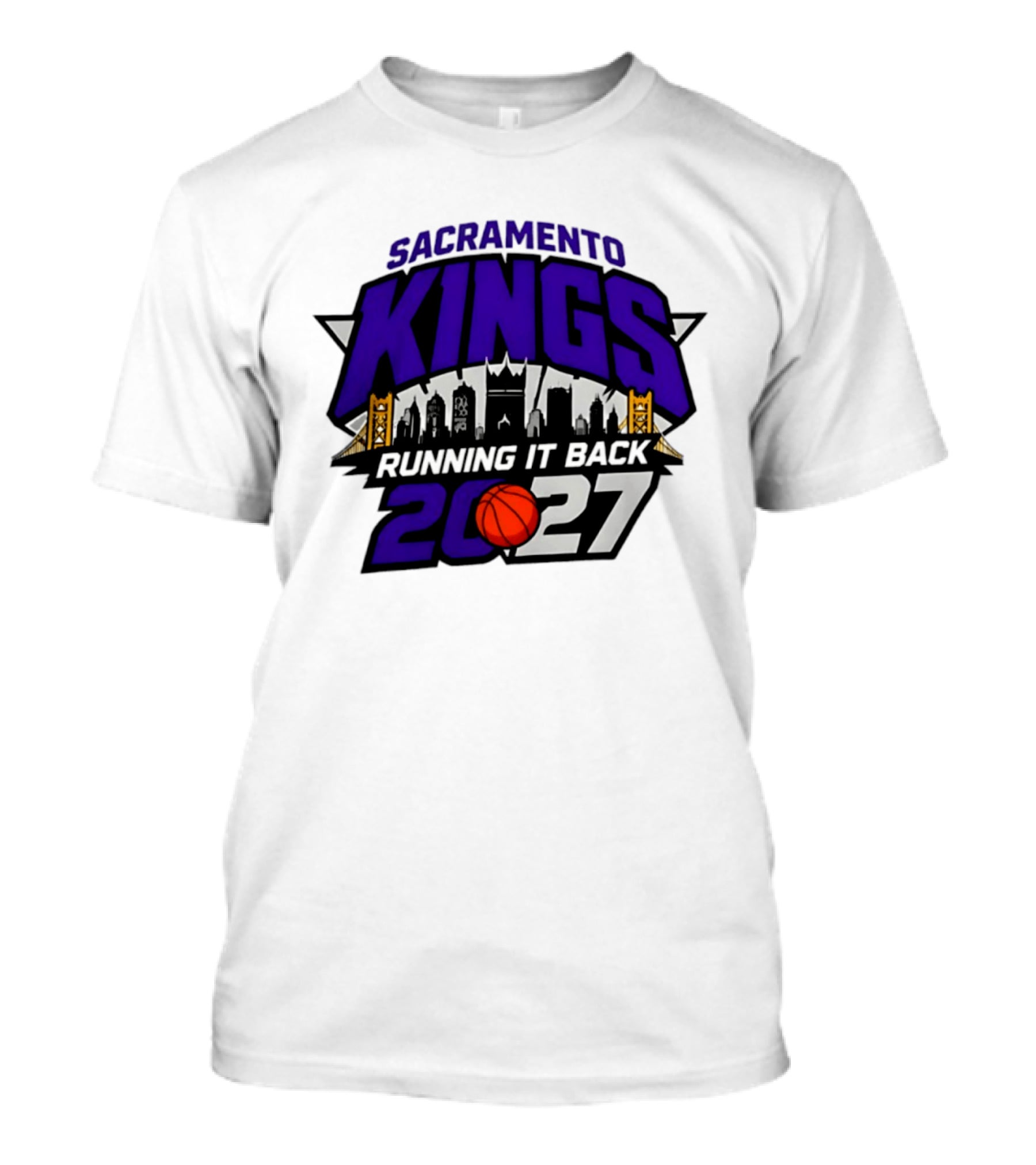 Sacramento Kings 2027 Running It Back Skyline Basketball T-Shirt