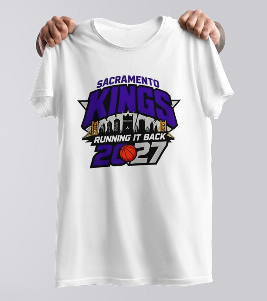 Sacramento Kings 2027 Running It Back Skyline Basketball T-Shirt