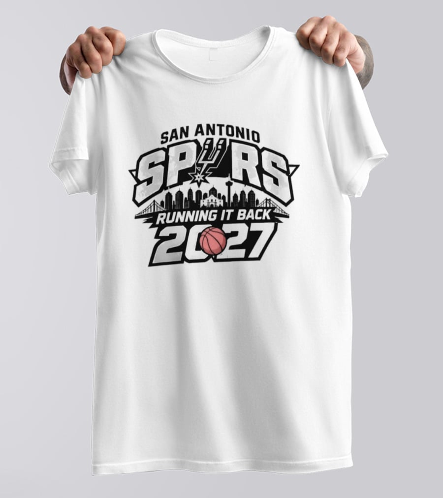 San Antonio Spurs Running It Back 2027 Skyline Basketball T-Shirt