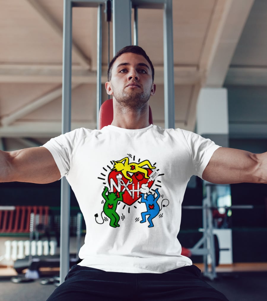 NAHS Blue Devils Keith Haring Heart Colorful Dancing Figures T-Shirt