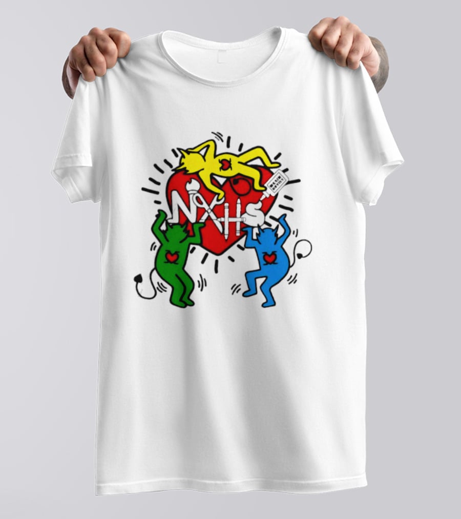 NAHS Blue Devils Keith Haring Heart Colorful Dancing Figures T-Shirt