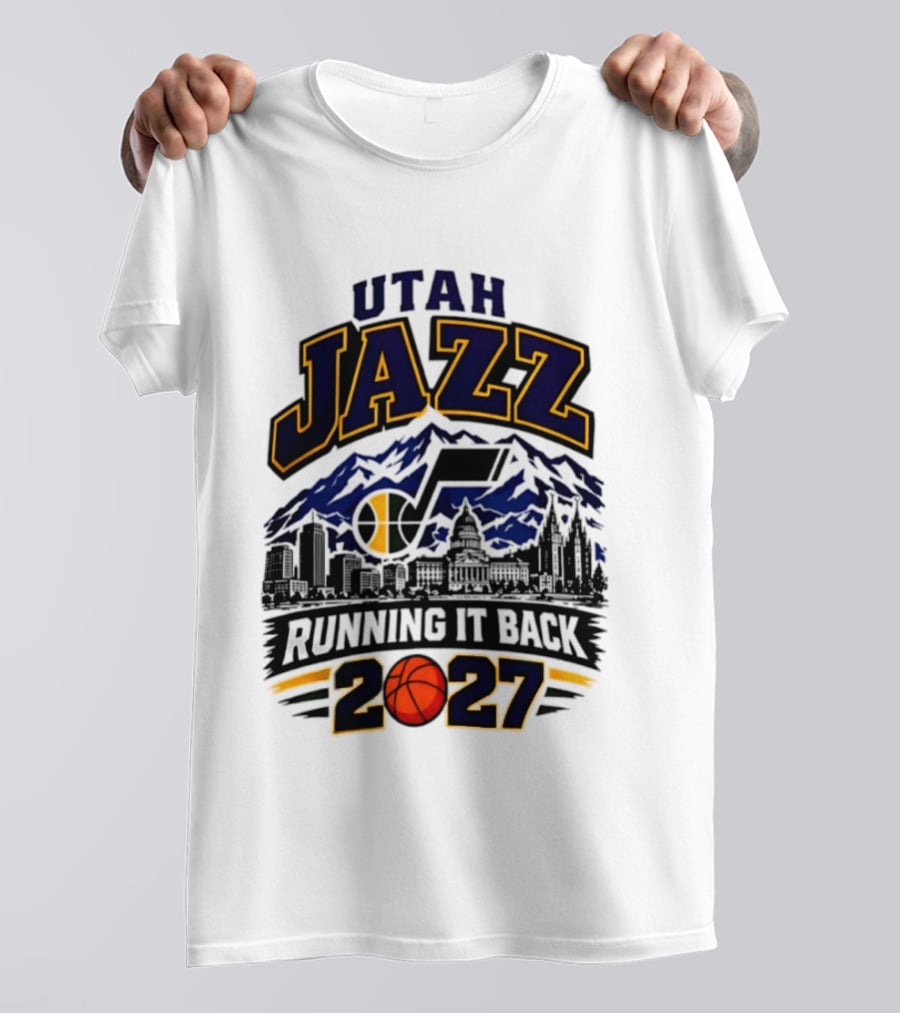 Utah Jazz Basketball Running It Back 2027 Skyline T-Shirt
