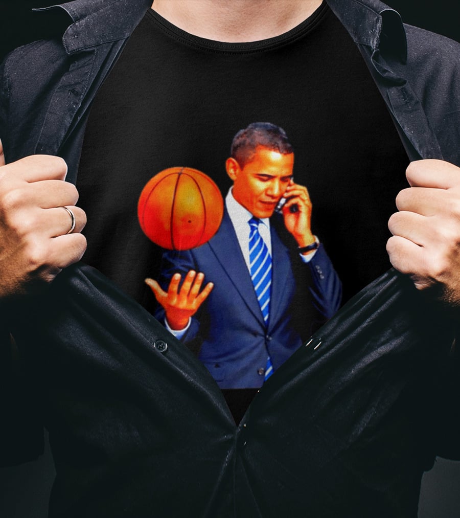 Barack Obama Basketball Phone Call In Suit And Tie T-Shirt