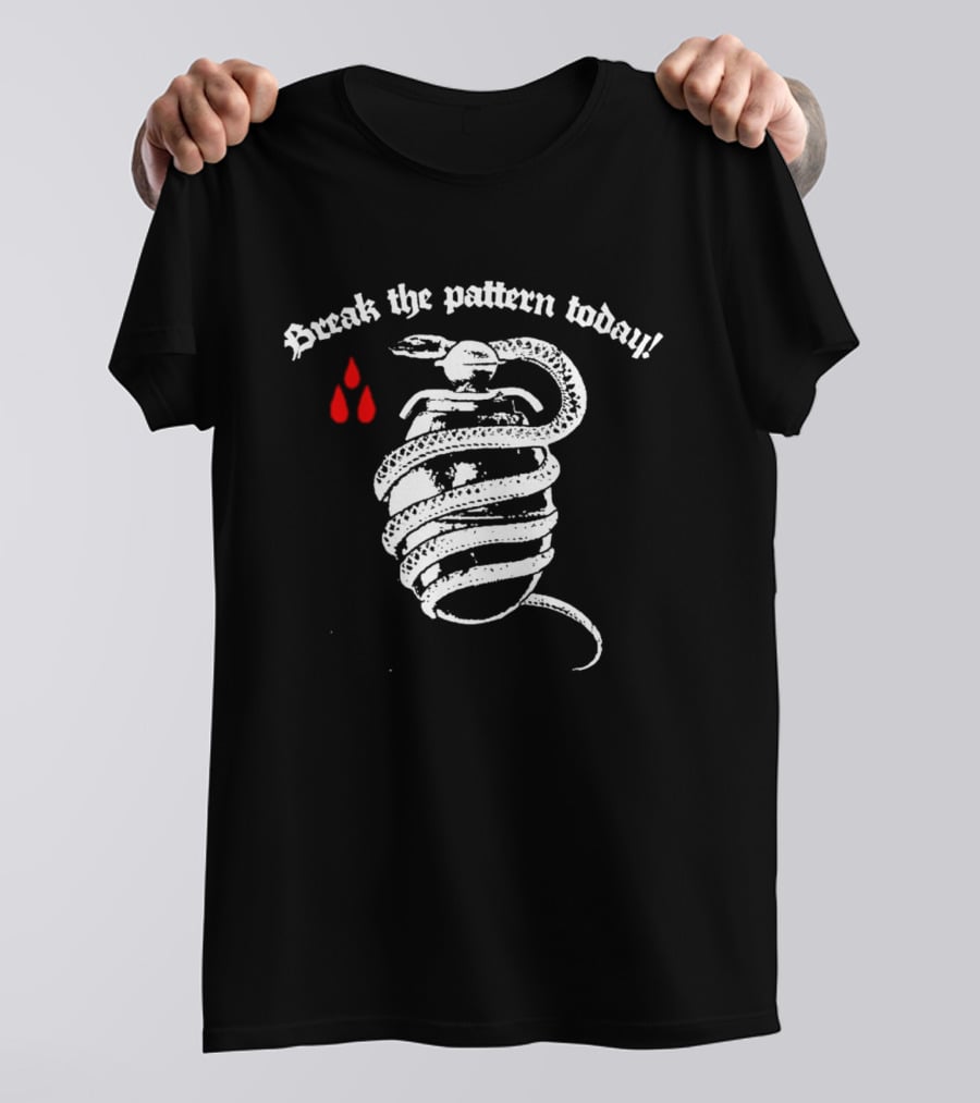 Break The Pattern Today Snake Wrapped Grenade Red Drops T-Shirt