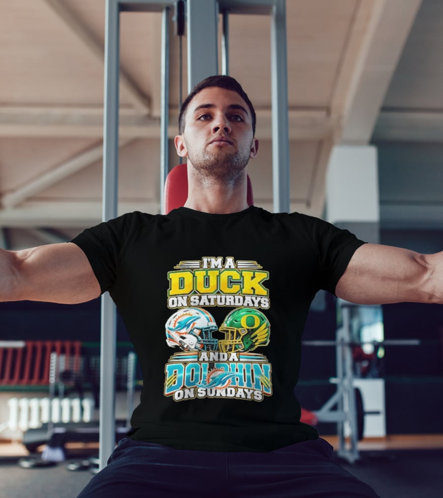 I'm A Duck On Saturdays And A Dolphin On Sundays Football Helmets T-Shirt