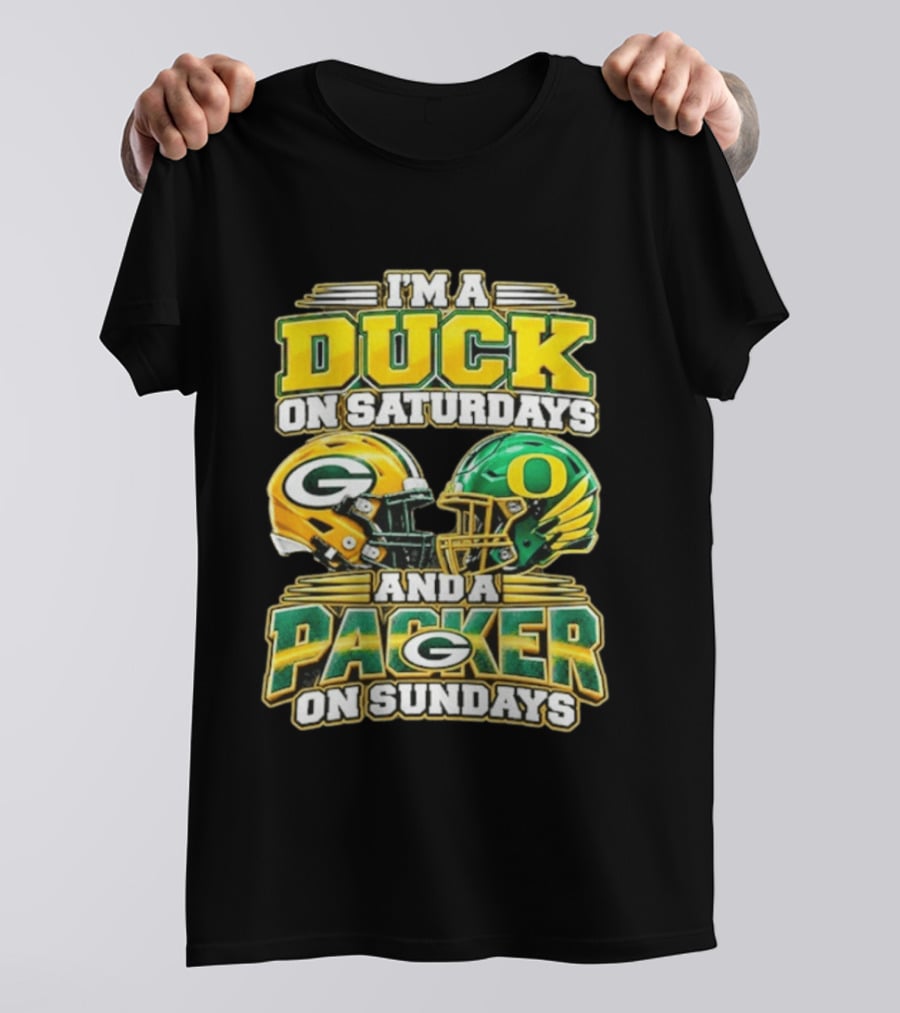 I'm A Duck On Saturdays And A Packer On Sundays Football Helmets T-Shirt