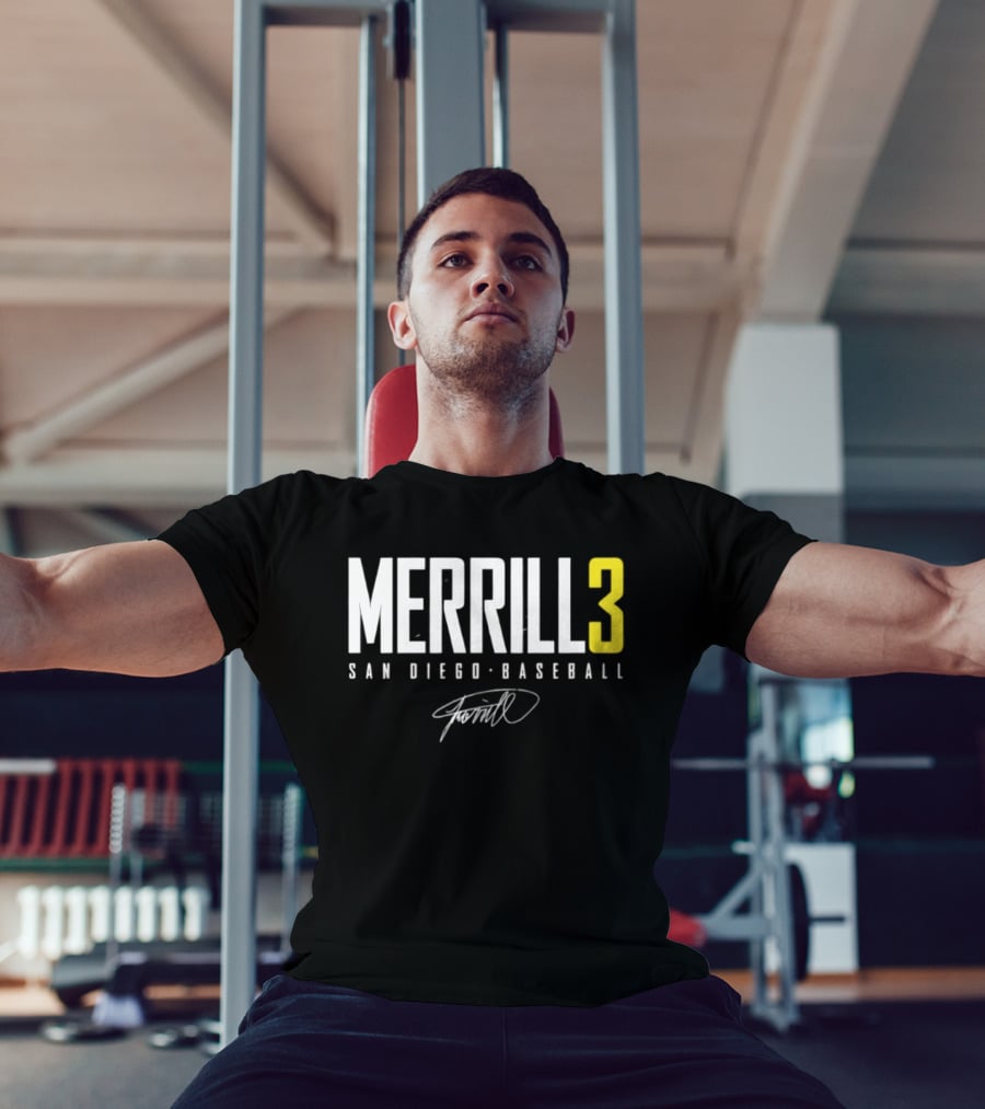 Jackson Merrill 3 San Diego Padres Name And Number Singature T-Shirt