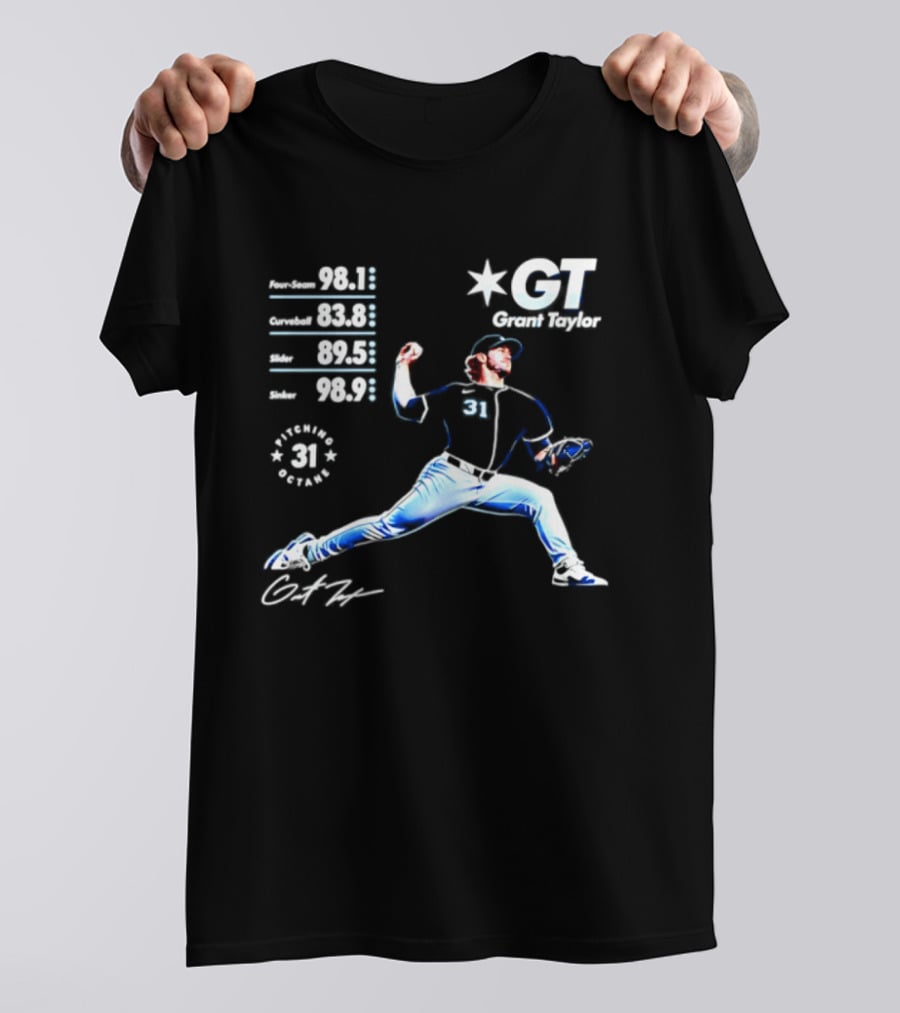 Grant Taylor 31 Chicago White Sox Pitcher Velocity Stats Octane Baseball T-Shirt