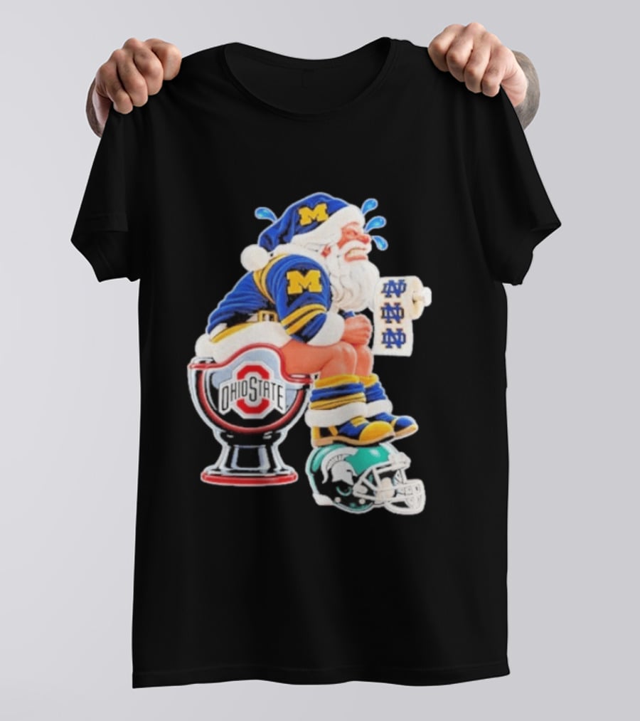 Michigan Santa Ohio State Toilet Notre Dame Paper Michigan State Helmet Football T-Shirt