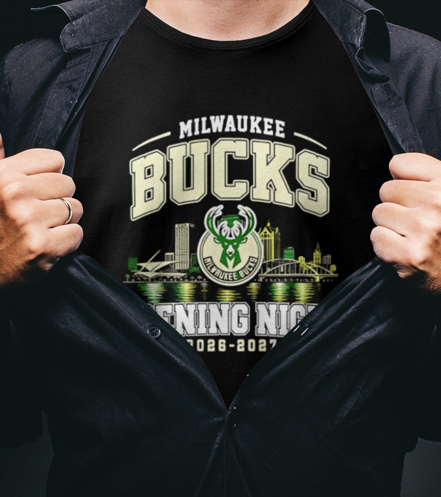 Milwaukee Bucks Opening Night 2026 2027 City Skyline T-Shirt