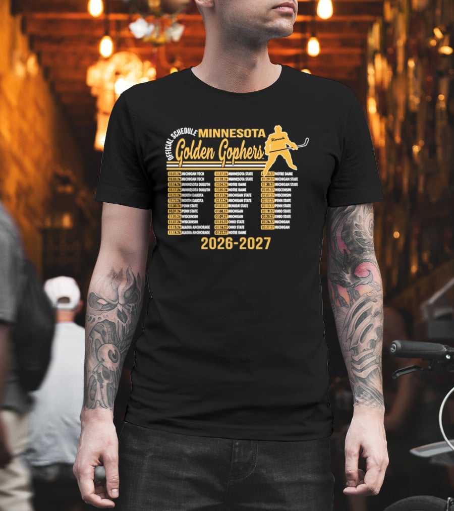 Minnesota Golden Gophers Ice Hockey Schedule 2026 2027 Player Highlights T-Shirt