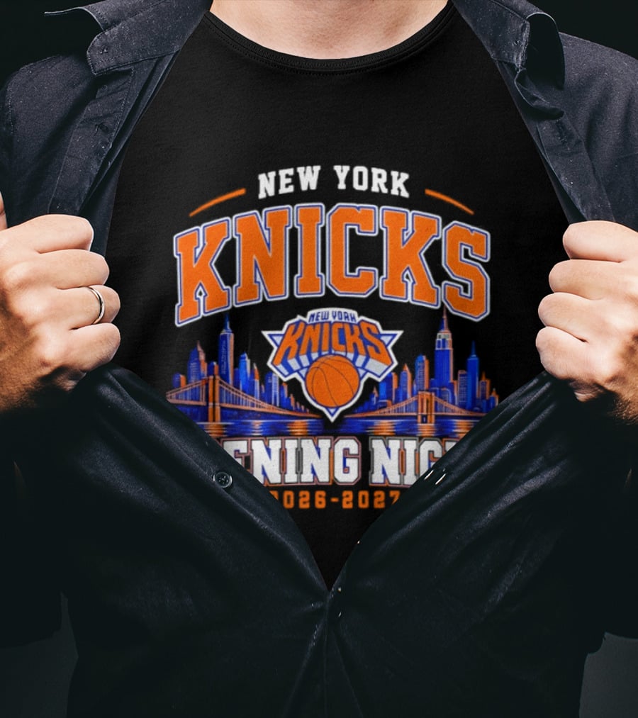New York Knicks 2026 2027 Opening Night Basketball City Skyline T-Shirt