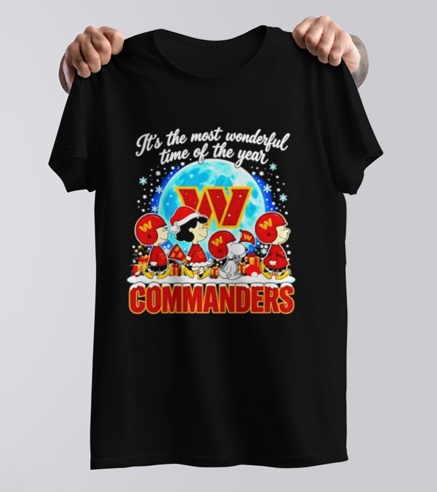 Peanuts Washington Commanders 2026 Christmas It's The Most Wonderful Time Of The Year T-Shirt