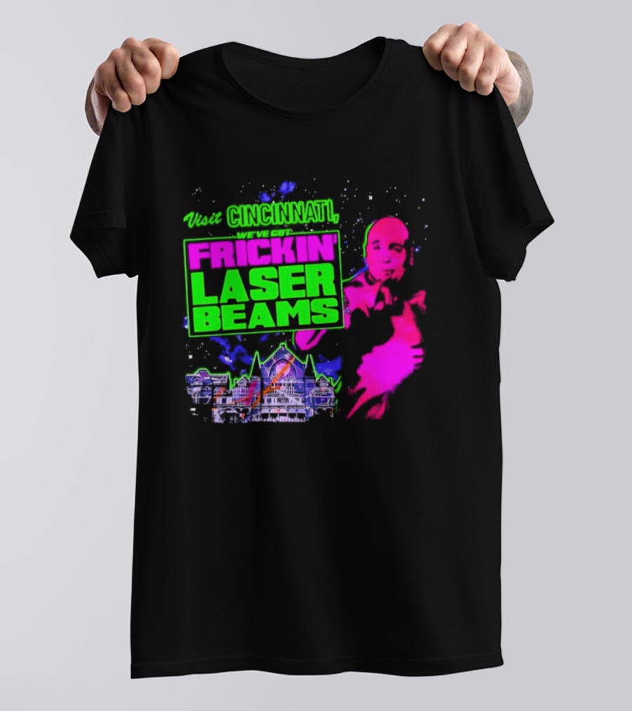 Visit Cincinnati Frickin' Laser Beams Retro Neon T-Shirt