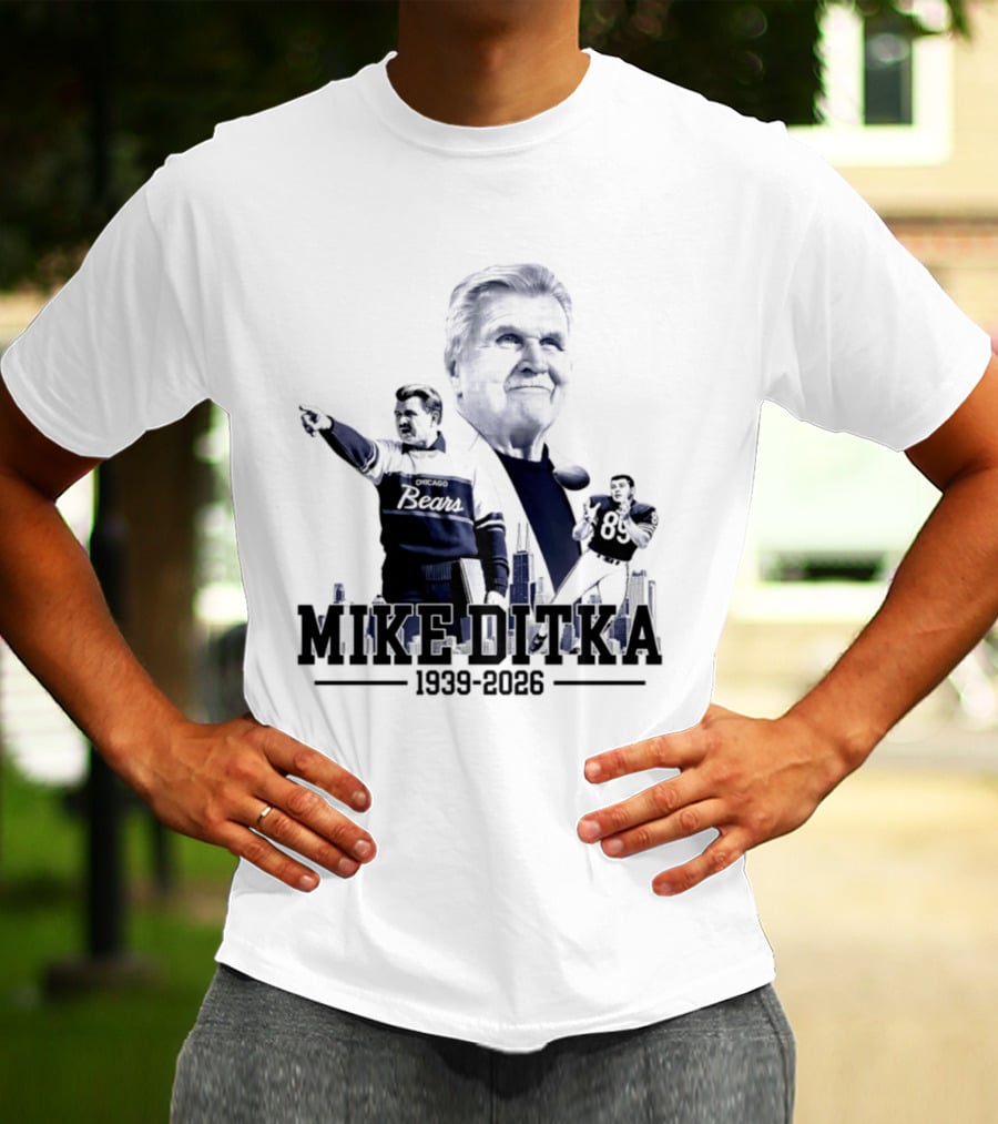 Mike Ditka Da Coach Chicago Bears In Loving Memory 1939 2026 City Skyline T-Shirt