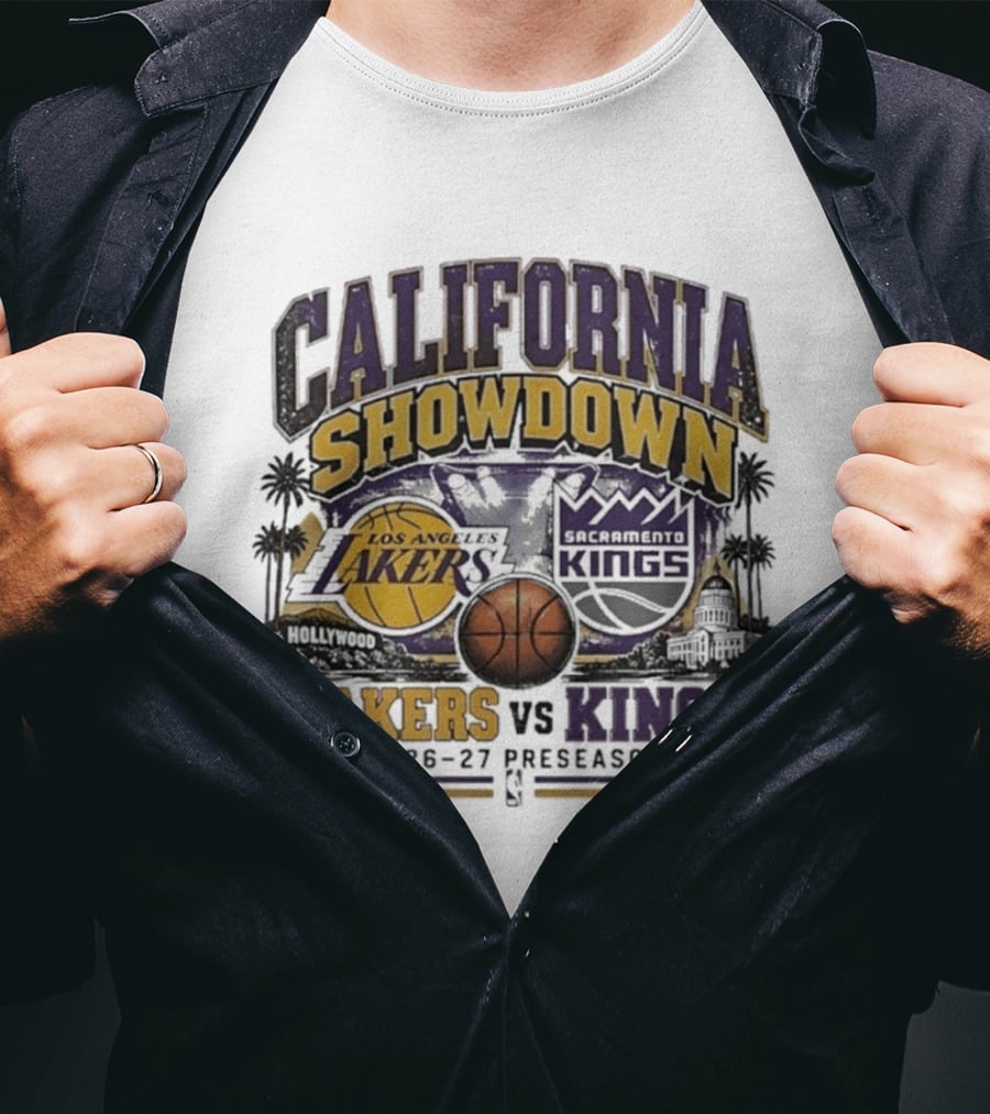 California Showdown Los Angeles Lakers Vs Sacramento Kings 2026 27 Preseason T-Shirt