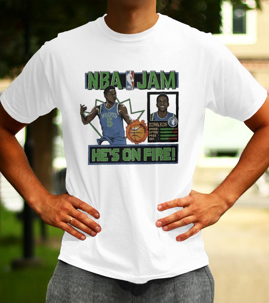 NBA Jam Wolves Edwards He's On Fire 2026 T-Shirt