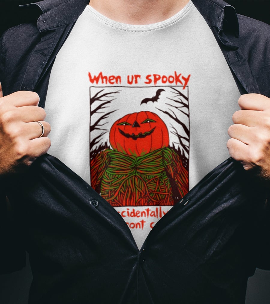 When Ur Spooky Pumpkin Head And Accidentally Open The Front Camera Halloween Humor T-Shirt