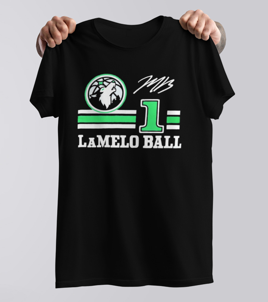 LaMelo Ball 1 Timberwolves Logo MB Signature NBA Basketball T-Shirt