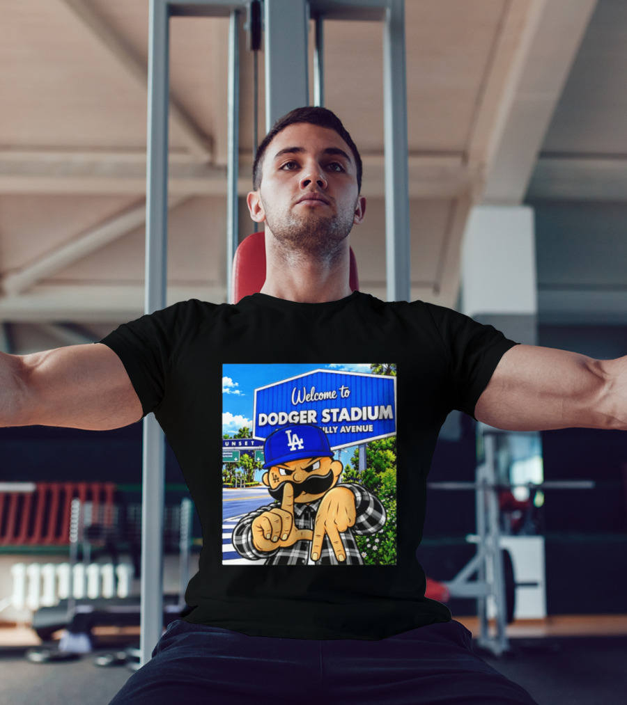 Welcome To Dodger Stadium Sunset Billy Avenue LA Dodgers Cholo T-Shirt