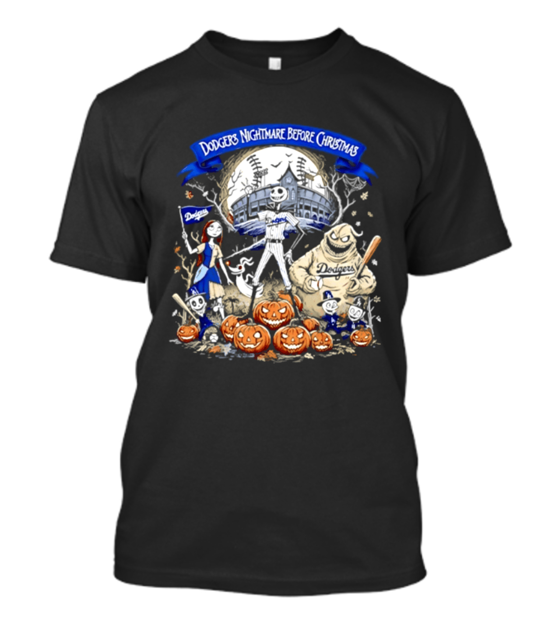 Dodgers Nightmare Before Christmas Halloween 2026 Jack Skellington Oogie Boogie Pumpkin Patch T-Shirt