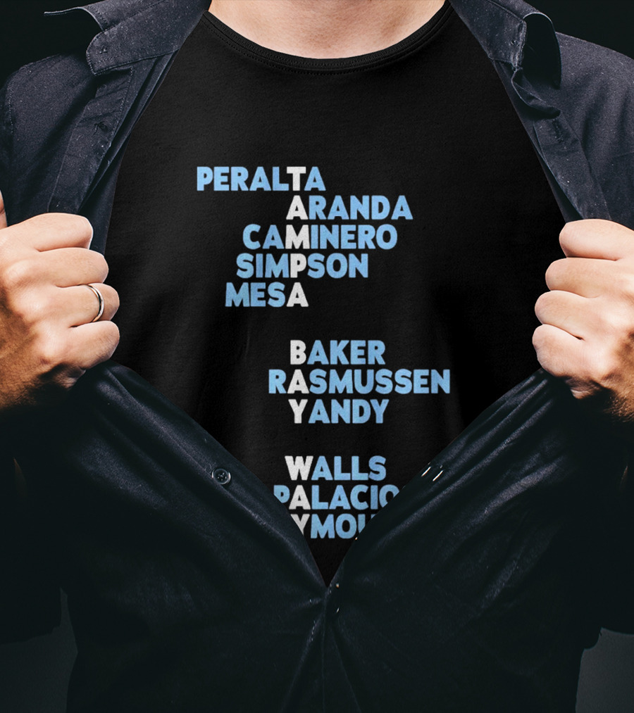 Tampa Bay Player Names Peralta Aranda Caminero Simpson Mesa Baker Rasmussen Yandy Walls Palacios Seymour T-Shirt