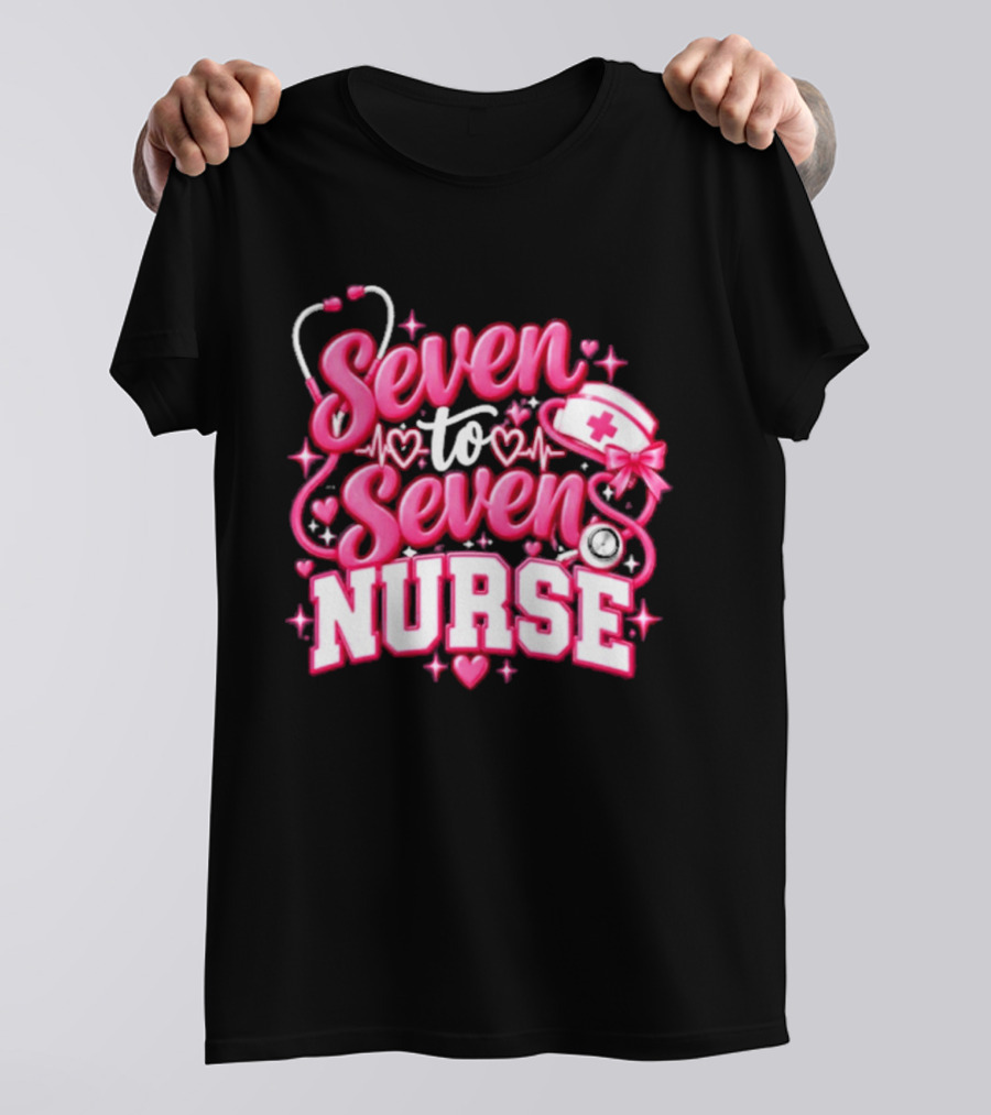 Seven To Seven Nurse Heartbeat And Stethoscope T-Shirt