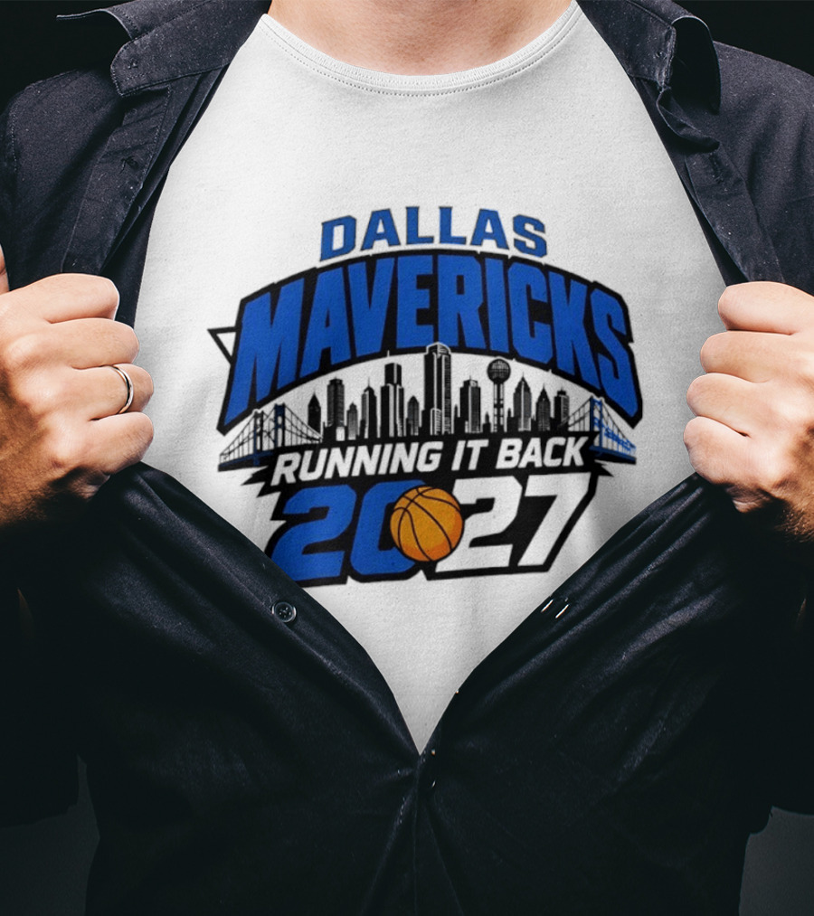 Dallas Mavericks Running It Back 2027 Skyline NBA Basketball T-Shirt