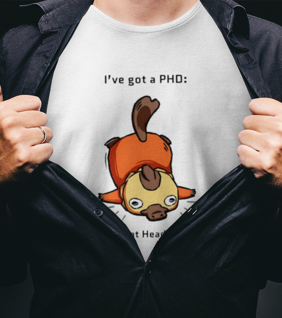 Platypus I've Got A PhD Permanent Head Damage Cute Cartoon Humor T-Shirt
