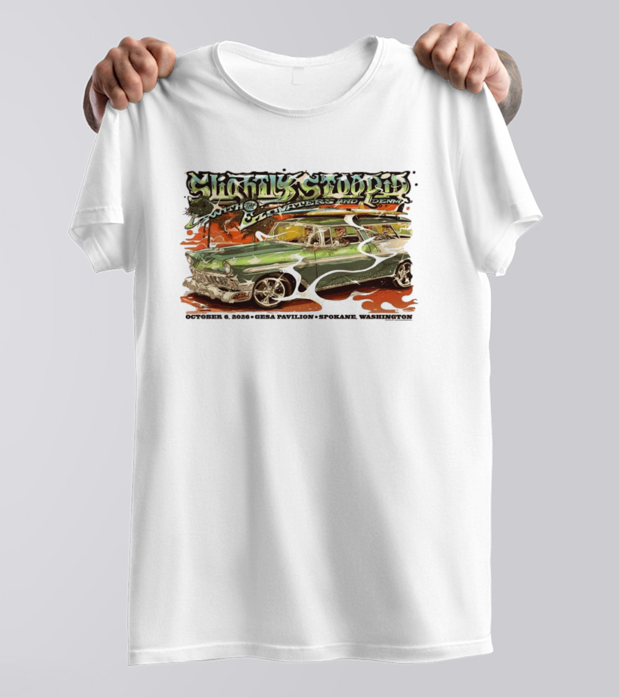 Slightly Stoopid Live With The Elevators And Denim October 6 2026 Gesa Pavilion Spokane WA T-Shirt