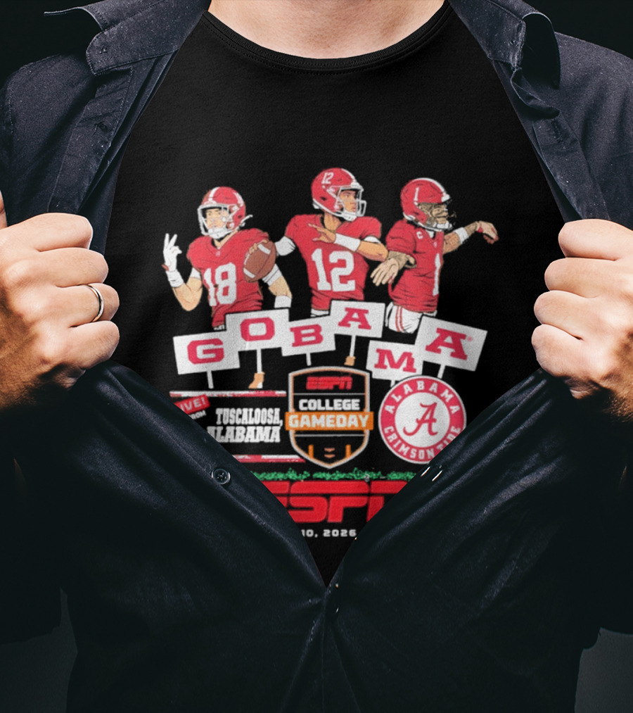 Alabama Crimson Tide College Gameday ESPN Tuscaloosa Go Bama October 10 2026 Week 6 T-Shirt