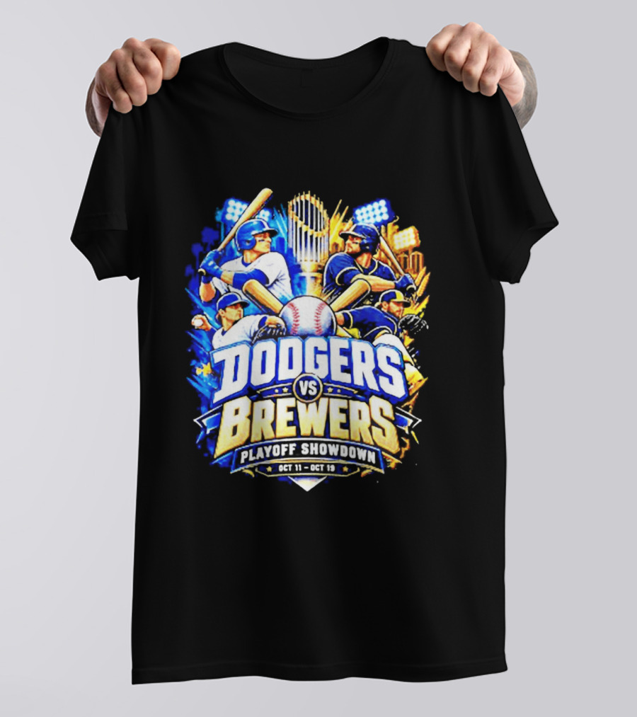 Dodgers Vs Brewers Playoff Showdown Oct 11 19 2026 T-Shirt