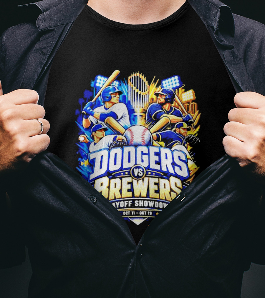 Dodgers Vs Brewers Playoff Showdown Oct 11 19 2026 T-Shirt
