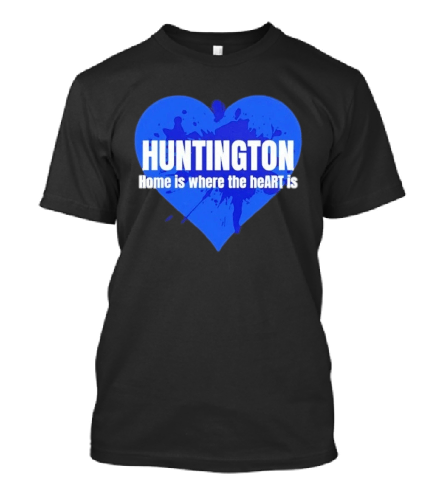 Huntington Home Is Where The Heart Is Blue Paint Splatter T-Shirt
