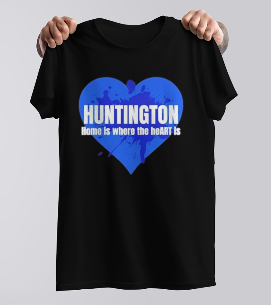 Huntington Home Is Where The Heart Is Blue Paint Splatter T-Shirt