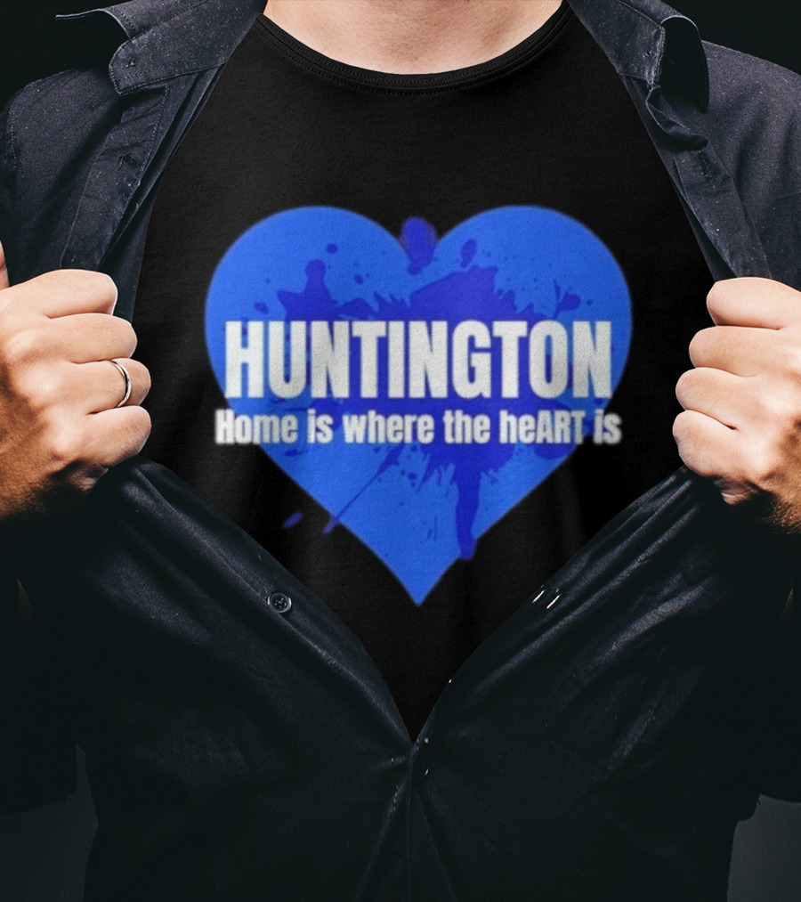 Huntington Home Is Where The Heart Is Blue Paint Splatter T-Shirt