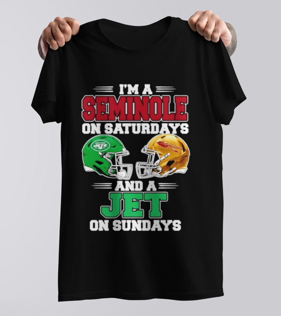 I'm A Seminole On Saturdays And A Jet On Sundays Football Helmets T-Shirt