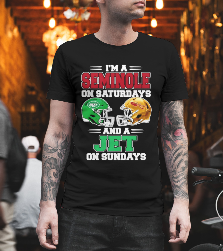 I'm A Seminole On Saturdays And A Jet On Sundays Football Helmets T-Shirt