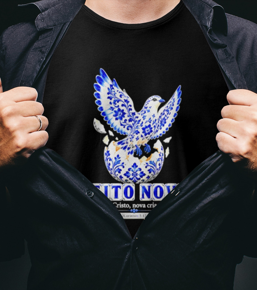 Feito Novo Em Cristo Nova Criacao 2 Corintios 5 17 Pomba Azul T-Shirt