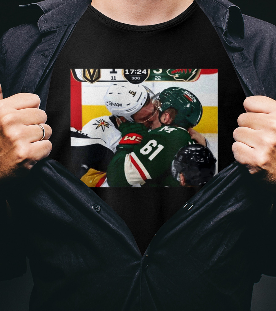 Lorenz And Lauzon Kissing Fight Vegas Golden Knights Minnesota Wild NHL Hockey T-Shirt