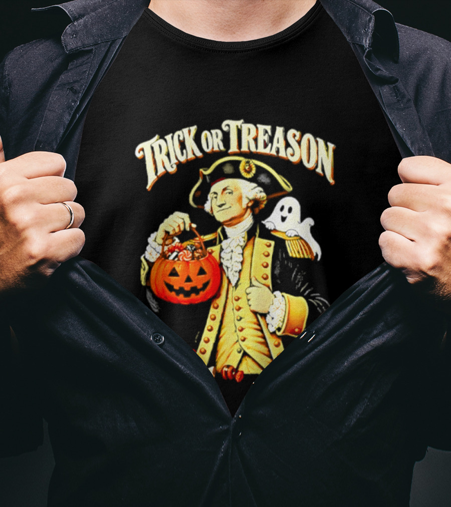 George Washington Trick Or Treason Halloween 2026 Pumpkin Ghost Candy T-Shirt