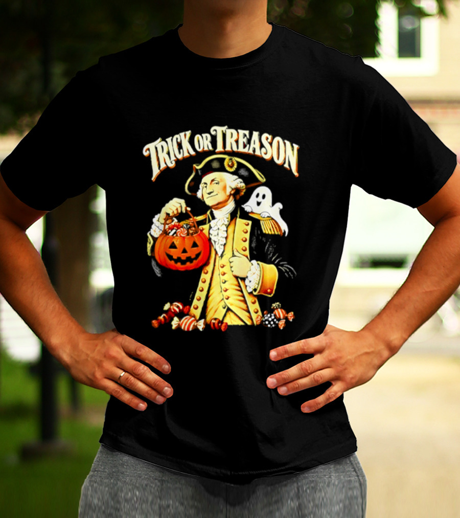 George Washington Trick Or Treason Halloween 2026 Pumpkin Ghost Candy T-Shirt