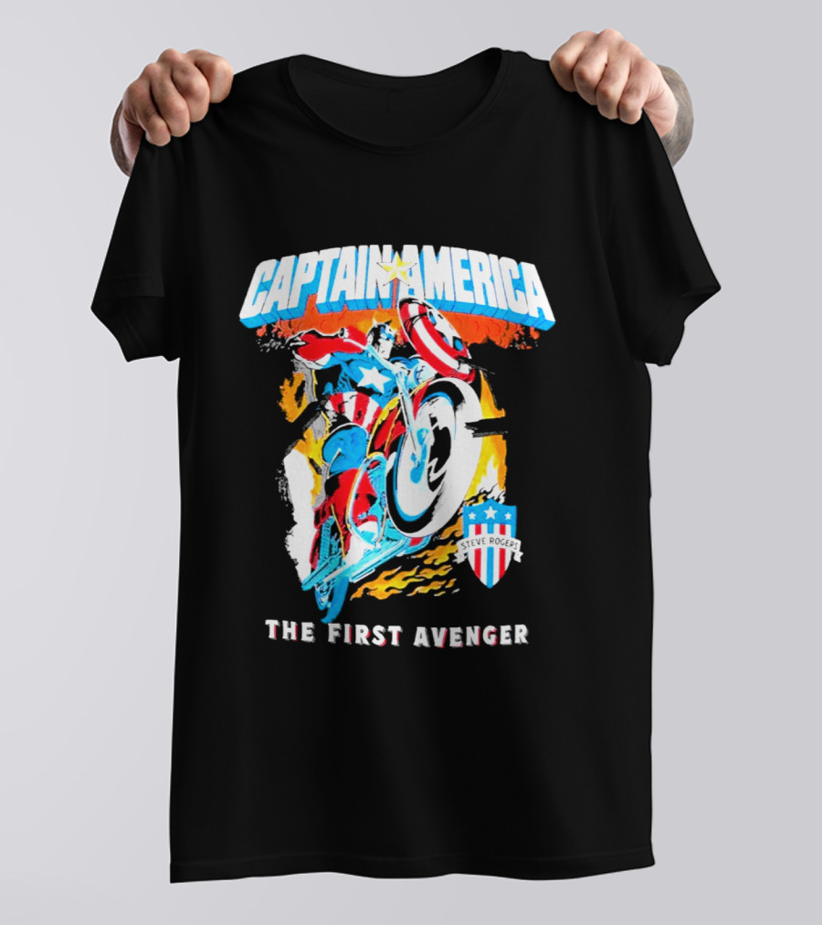 Captain America Motorcycle The First Avenger Marvel Exclusive T-Shirt