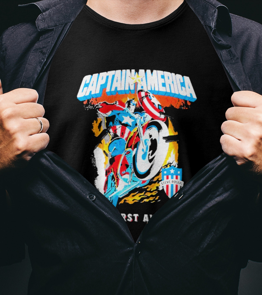 Captain America Motorcycle The First Avenger Marvel Exclusive T-Shirt