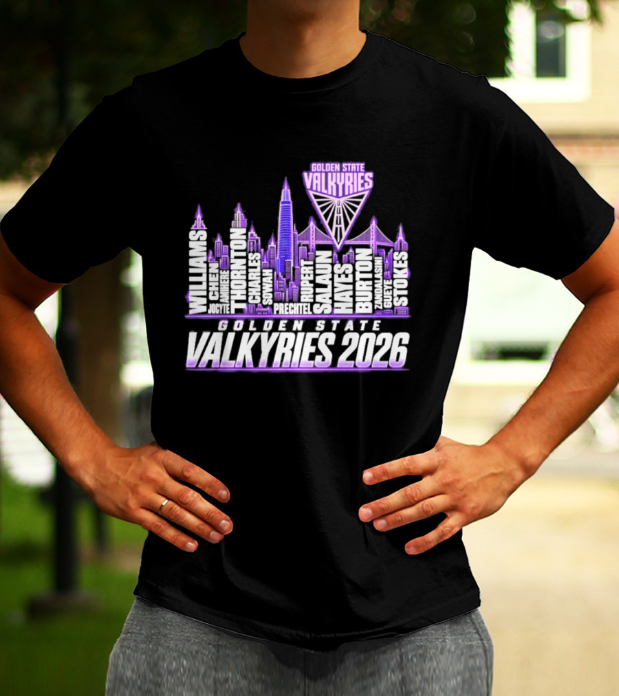 Golden State Valkyries 2026 WNBA City Name Player Skyline Light T-Shirt