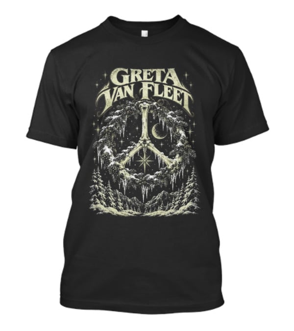 Greta Van Fleet Mystical Peace Symbol Christmas Forest Classic Rock T-Shirt