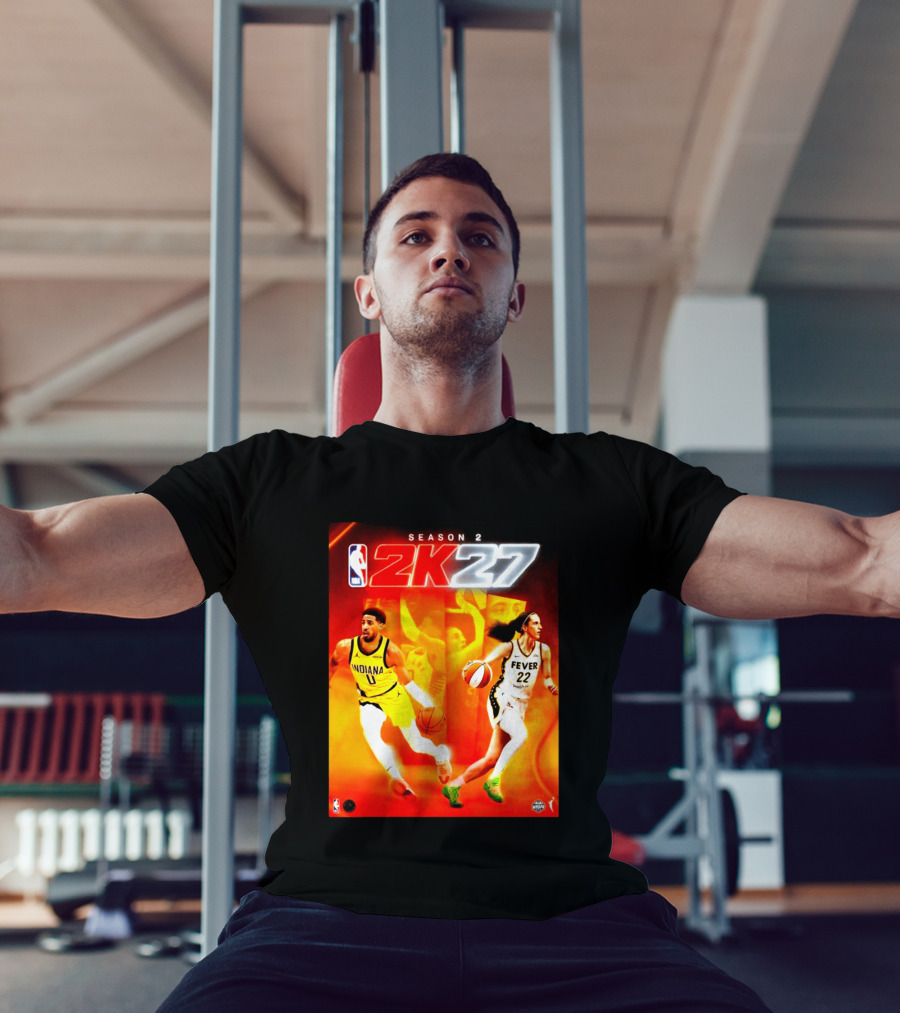 NBA 2K27 Season 2 Tyrese Haliburton Indiana And Caitlin Clark Fever Cover Athletes T-Shirt