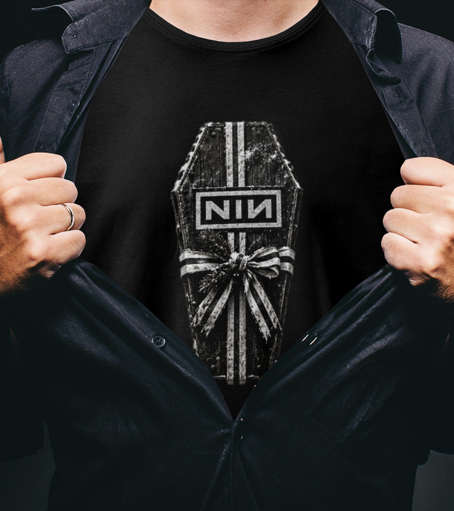 Nine Inch Nails NIN Industrial Winter Nightmare Coffin Design For Rock Lovers T-Shirt